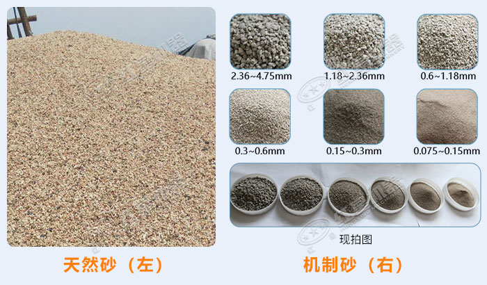 天然砂与机制砂的成品对比